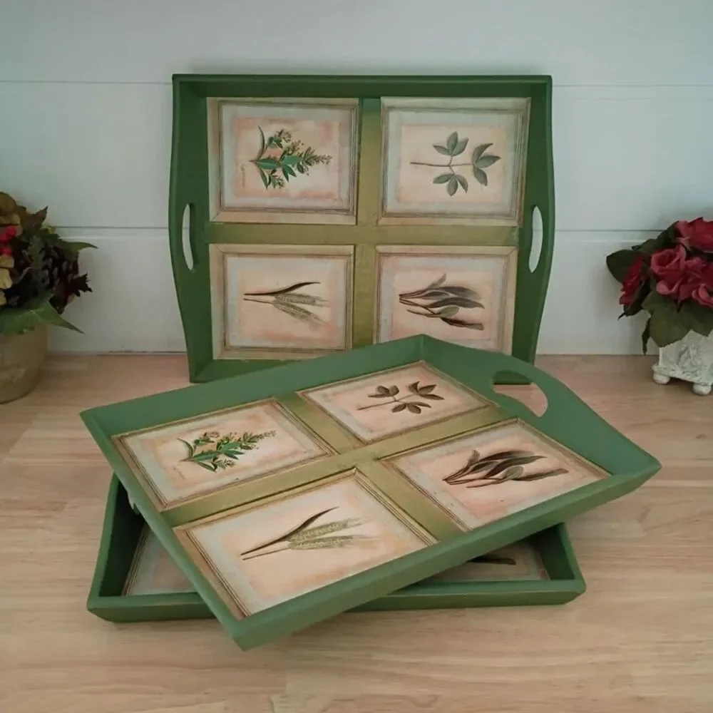 Set of 3 Stackable Lightweight Trays with Handles Colorful